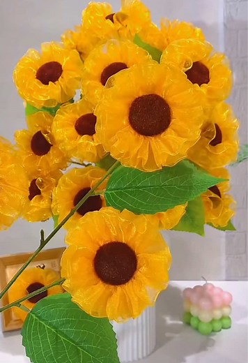 DIY Handmade Ribbon Sunflowers Tutorial
