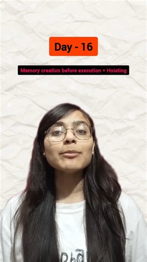 Trupal | Coding Educator on Instagram: "Day 16 of 30 Days of JavaScript 💻🔥 Aaj samjha Hoisting — JavaScript code run hone se pehle variables aur functions ko memory mein kaise rakhti hai 😎 👉 var → hoist + undefined 👉 let / const → hoist but TDZ 👉 function declaration → fully hoisted Save karo 📌 Follow for daily JavaScript learning 🚀 #Day16 #30DaysOfJavaScript #javascript #CodingReels #webdeveloper"