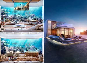 This $5-Million Floating Seahorse Villa House Has an Underwater Bedroom with Glass Walls