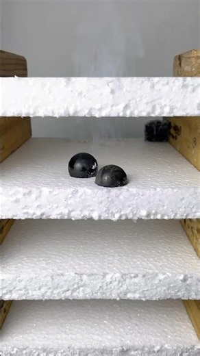 1000°C Hot Iron Balls vs foam asmr 🔥☄️ | Thermocol #shorts #asmr #experiment