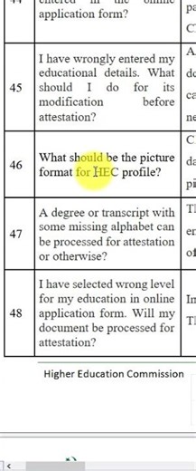 What should be the picture format for HEC profile | HEC Degree attestation process(Q.46 of 52)