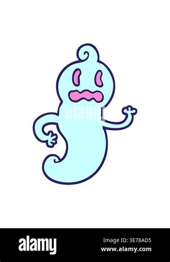 shaking motion animation of hand drawn cartoon spooky ghost Stock Video Footage - Alamy