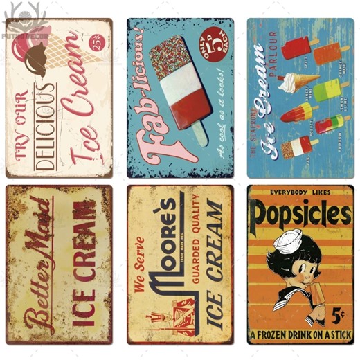Vintage Ice Cream Tin Sign Retro Metal Wall Plaque Popsicle Poster for Kitchen Cafe Diner Decor - Etsy
