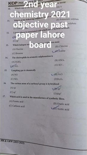 2nd year chemistry lahore board # 2021# past papers