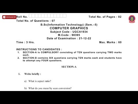 BSC 5TH SEM IT COMPUTER GRAPHICS DEC 2022 | PTU