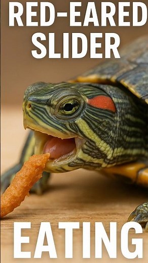 "Red-Eared Slider Turtle Eating Snack 🐢 | Satisfying Turtle Bite #shorts #turtle"