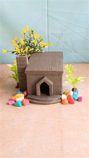 😱 Magical Miniature House from CLAY! DIY Clay Art ✨🏠 || #mudhouse #clayhouse #craft