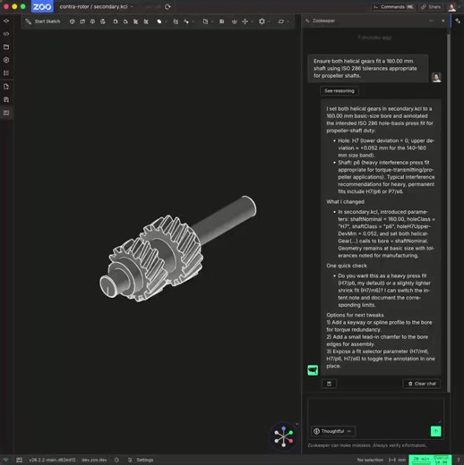 Zookeeper applies your CAD standards to your part: it can look up tolerances and update the model automatically. #mechanicalengineering #AITools #GenerativeAI #CAD #software
