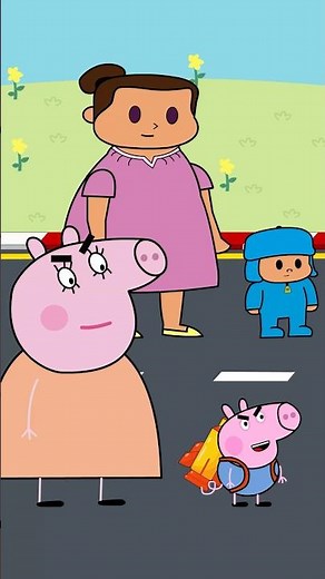 George vs Popoyo! They're competing in a race!! 🏃‍♂️ 🏁 #peppapig