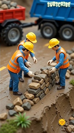 Tiny Tractors Save a Village Road! 🚜🌧️ | Mini Construction