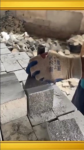 chiseling and smoothing stone pieces to form perfect squares using a hammer and chisel #stonework