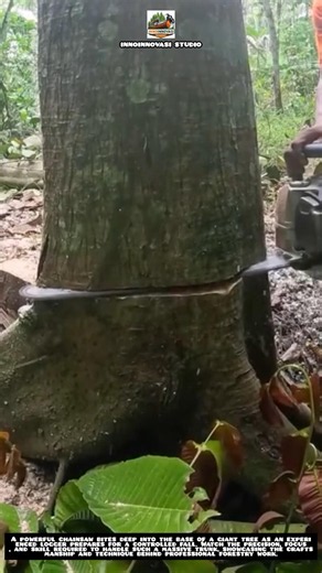 Massive Tree Felling with Powerful Chainsaw Precision