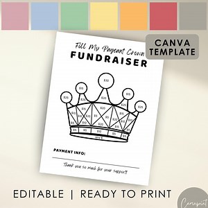 Fill My Crown Pageant Fundraiser for Pageant Fundraising Form, Editable Color My Crown, Printable PDF and Editable Fundraiser Form in Canva - Etsy
