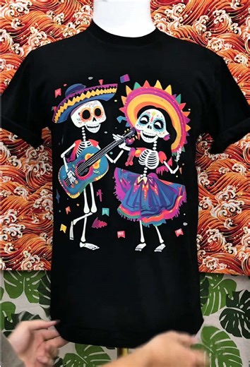 Vibrant Folk Art Skeleton Dance Shirt #mexico #mexican