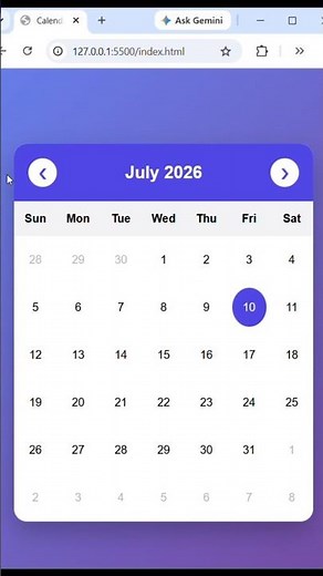 Build a Calendar Using HTML, CSS & JavaScript
