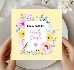 Happy Birthday Cousin Card, Pink Floral Heart Design, Greeting Card Keepsake for Cousin - Etsy