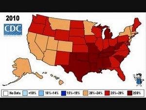 1985-2010年における米各州の肥満比率推移 (Percent of Obese in U.S. Adults)