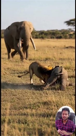 Mother Elephant Rescues Calf from Lion Incredible Power of the Wild