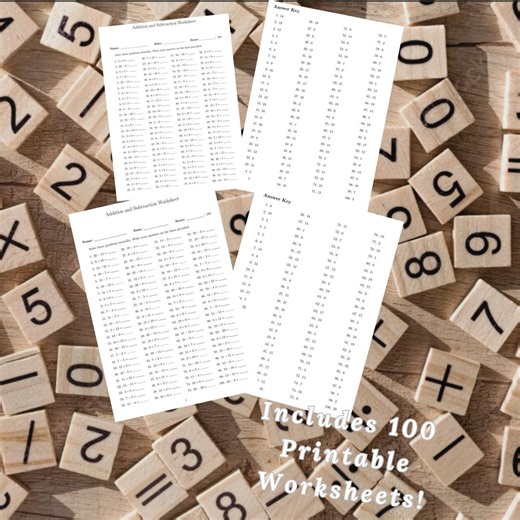 100 Addition and Subtraction Math Worksheet | 10 000 Questions | Printable Worksheet | Digital Download - Etsy UK