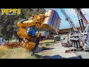 Huge Excavator Rollover Accident Off Freeway!