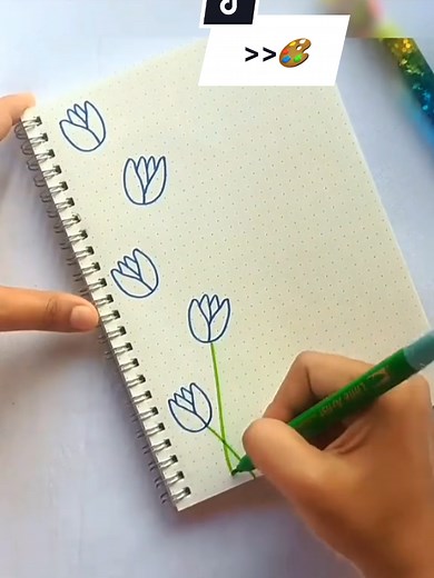 Border design for notebook | Easy & Aesthetic 💛 #tulips #notebookdesign #journalideas #aestheticfrontpagedesign #drawingtutorial