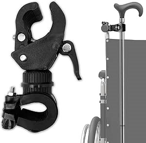 SADIKALO Cane Holder for Walker - 2pcs Wheelchair Rollator Crutches & Walking Stick Holder - Adjustable Accessories for Seniors