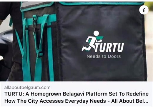 All About Belgaum on Instagram: "Belagavi has always run on local trust. The kirana store that knows your family. The bakery that remembers your order. The eatery that feels like home. Our city didn’t grow because of big platforms — it grew because of strong neighbourhood relationships built over years. Now, a homegrown Belagavi startup — TURTU — is taking this local strength digital. What is TURTU? TURTU is a Belagavi-first delivery & services app, built in the city and for the city. It connect