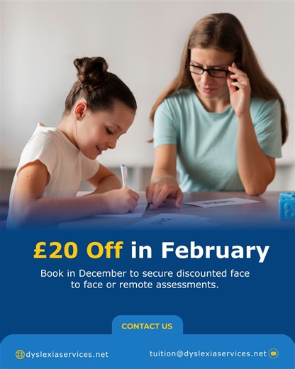 DyslexiawithSarah on Instagram: "🌟 A new year is the perfect time to gain clarity and confidence in your learning journey. Throughout December, we are offering £20 off all dyslexia assessments booked for January in Orpington. This applies to both face to face and remote assessments, and is available for adults and children. A dyslexia assessment can provide clear insight into strengths, challenges, and the right next steps for support. It can also help reduce uncertainty and guide families or i