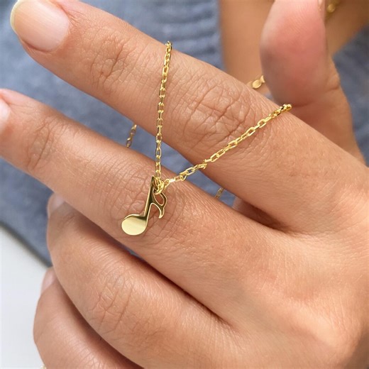 Tiny Music Note Necklace - Dainty Music Note Pendant - Gift for Girlfriend - Gift for Music Teacher - Choir Gift - Gift for Her - Etsy