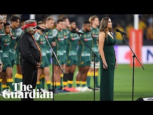 Australia's rugby union team the Wallabies sing anthem in Indigenous language for first time