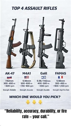 Top 4 Assault Rifles Compared – AK-47 vs M4A1 vs Galil vs FAMAS