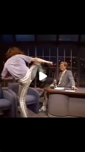 Matt Spellman on Instagram: "Crispen Glover's memorable appearance on The David Letterman Show in 1987. I added the slo-mo.😂 #crispenglover #imstrong #icankick #davidletterman #1987"