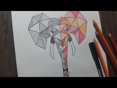 Geometric Elephant Drawing | Geometry Animal | Elementary Drawing