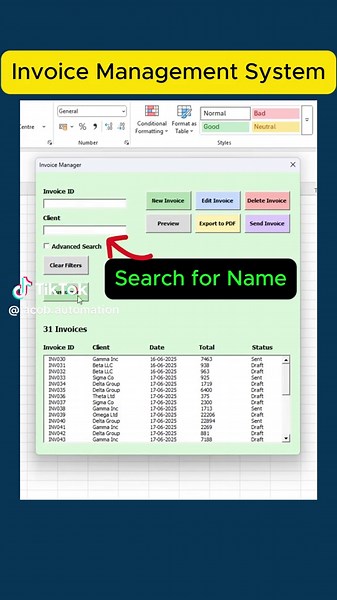 Generating Email Text for Invoice Management in Excel