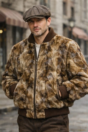 Men's MINK Fur Coat Two Tone Brown Real Mink Fur Section Mink Bomber Jacket All Sizes - Etsy