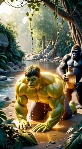 Hulk Falls in River and Gets Help from Gorilla!!