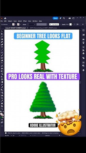 Beginner vs Pro — Realistic Tree Blend Trick in Illustrator! 🌲✨