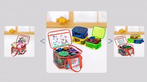 Rexmica 4 Packs Toy Storage Bag for Building Bricks, Waterproof Clear Toy Organizer Case for Magnetic Tiles, Board Games, Puzzles, Building Blocks Travel Carrying Bag