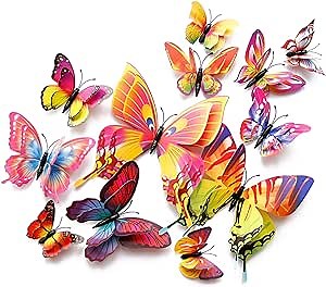 OPSEAM Butterfly Wall Decor 24/48 PCS, 3D Butterflies Stickers for Party Decorations with Magnets(Multiple Colour, 24)
