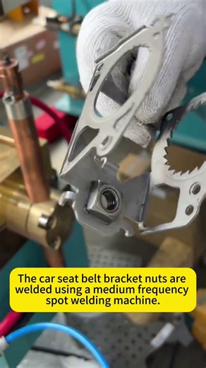 Car Seat Belt Bracket Nut Welding with a Medium Frequency Spot Welding Machine