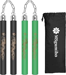 Nunchucks Safe Foam Rubber Training Nunchucks Nunchakus Match with Bearing Ball System and Steel Chain 2PCS for Kids Beginners Adults