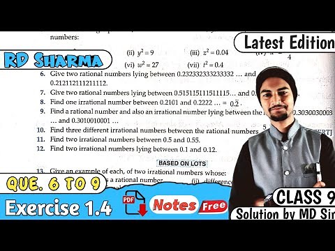 RD Sharma Class 9 Solutions | Ex 1.4 Q6 to Q9 | Chapter 1 Number System | MD Sir