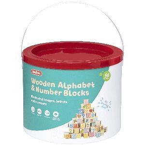 Kadink Wooden Alphabet and Number Blocks 60 Pieces