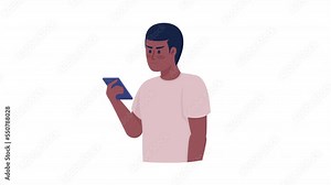 Animated irritated man character. Feeling annoyance and anger. Half body flat person on white background with alpha channel transparency. Colorful cartoon style HD video footage for animation