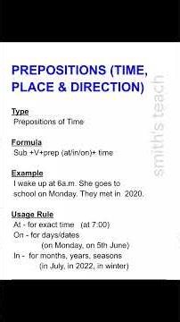 PREPOSITIONS (TIME, PLACE & DIRECTION) # ENGLISH GRAMMAR 📖📙📚🧑‍💼🧑‍💻🧑‍✈️🧑‍⚖️🧑‍🎓🧑‍🎤🧑‍🍳