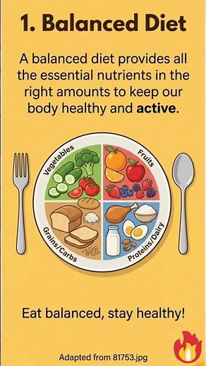 Balanced Diet Explained in Seconds 🍎🥗 | Health & Nutrition Shorts