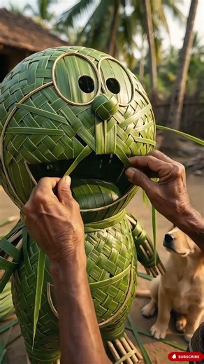 Doraemon made from LEAVES? 🍃 #woodscraft #asmr