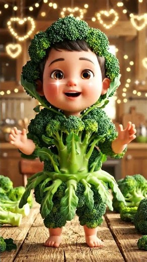 Cute Broccoli Baby Dance 🥹💚 | Ultra Cute Pixar Style Animation #shorts