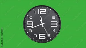 Fast Spinning Clock Hands Timelapse on Green Chroma Background: Time Passing Quickly. Timelapse of a clock with fast spinning hands on a green chroma background, perfect for easy keying