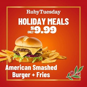 Big holiday taste, tiny holiday price. 🎁 Use code EVERYDAY to get your $9.99 holiday meal. Dine in or order To Go. | Ruby Tuesday